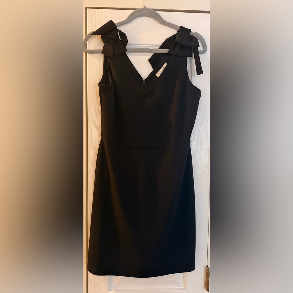 She + Sky Black Dress with Bow Accents